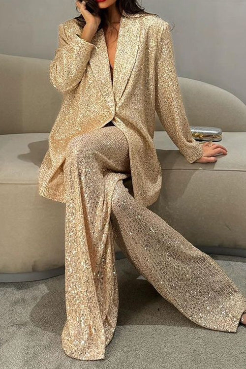 Pantalón ancho de lentejuelas