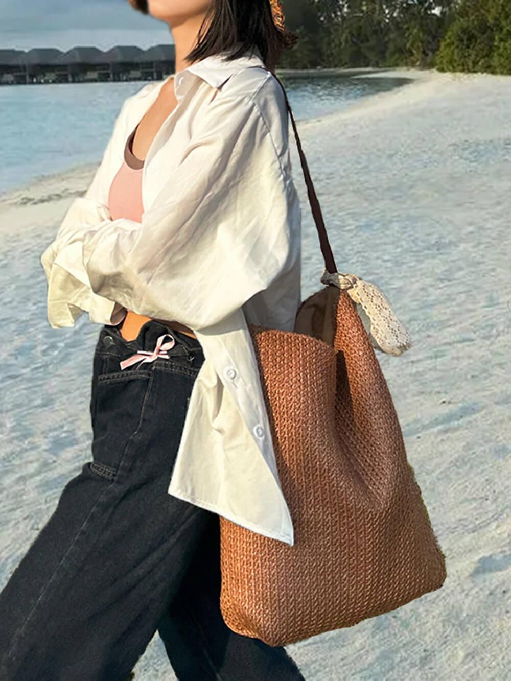 Bolso tote de paja para vacaciones