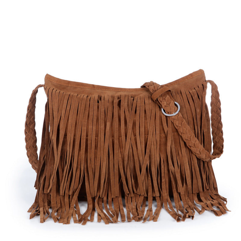 Bolso bandolera de hombro con borlas