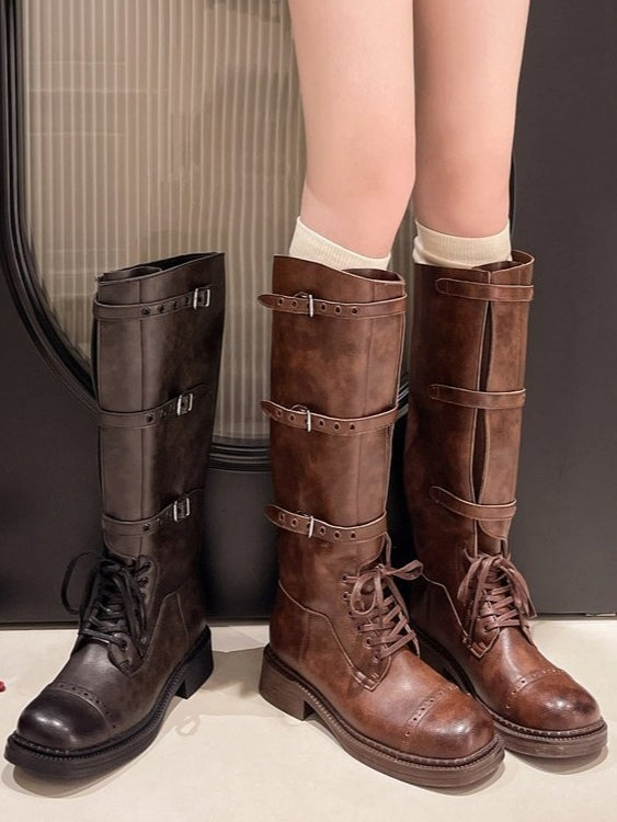 Botas Martin con cordones, puntera cuadrada y efecto envejecido