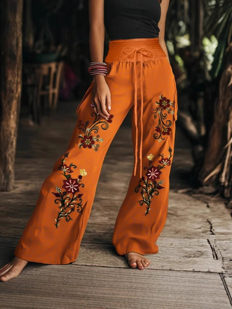 Pantalón casual de mujer con estampado floral