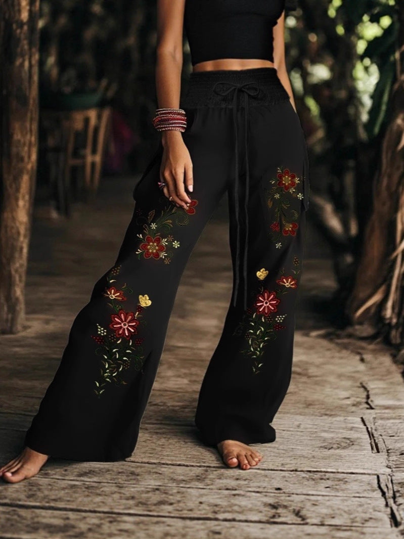 Pantalón casual de mujer con estampado floral