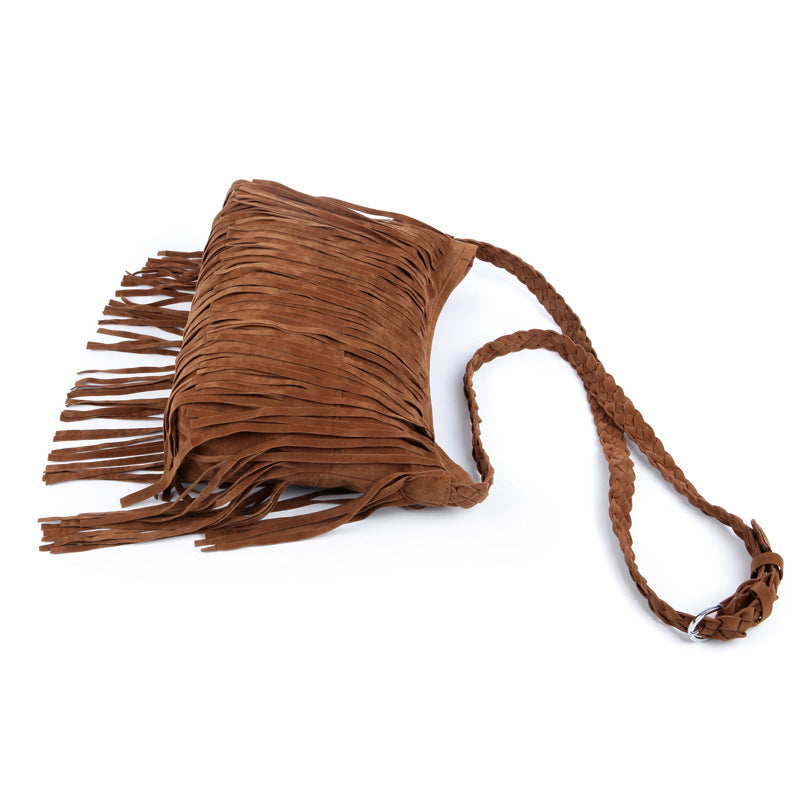 Bolso bandolera de hombro con borlas