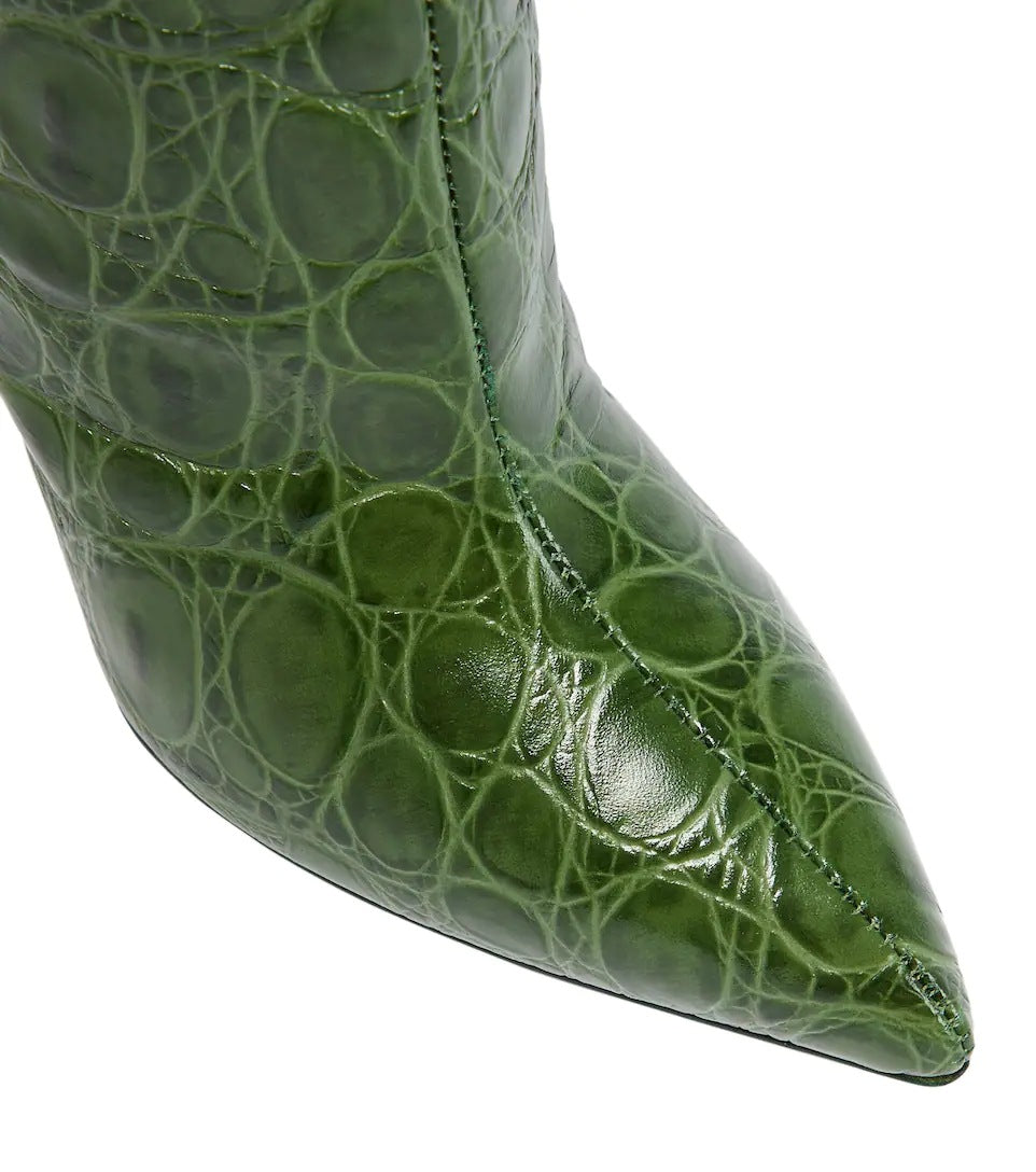 Botas rectas de tacón alto con estampado serpiente
