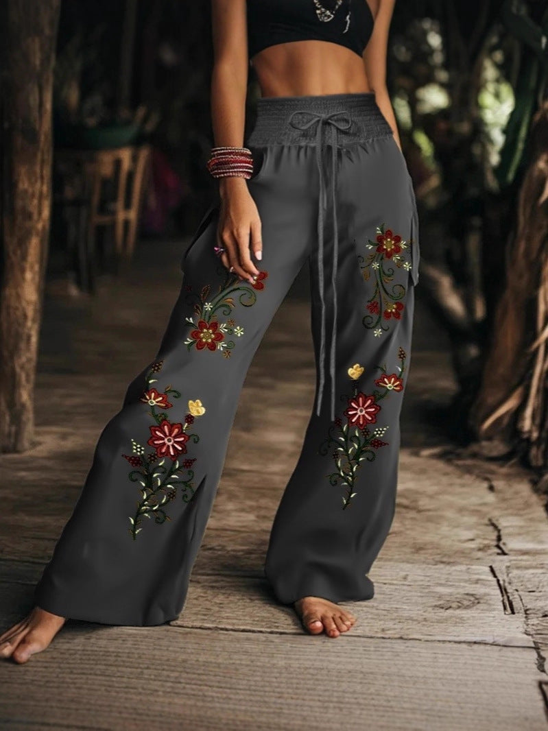 Pantalón casual de mujer con estampado floral