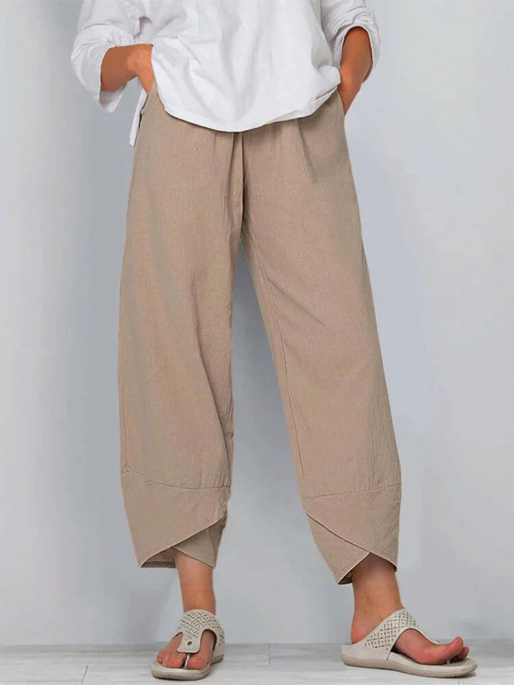 Pantalón casual liso de pernera ajustada al tobillo
