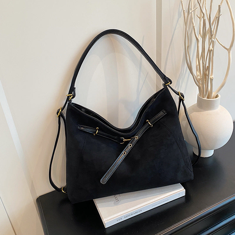Bolso tote de ante vintage para hombro y bandolera