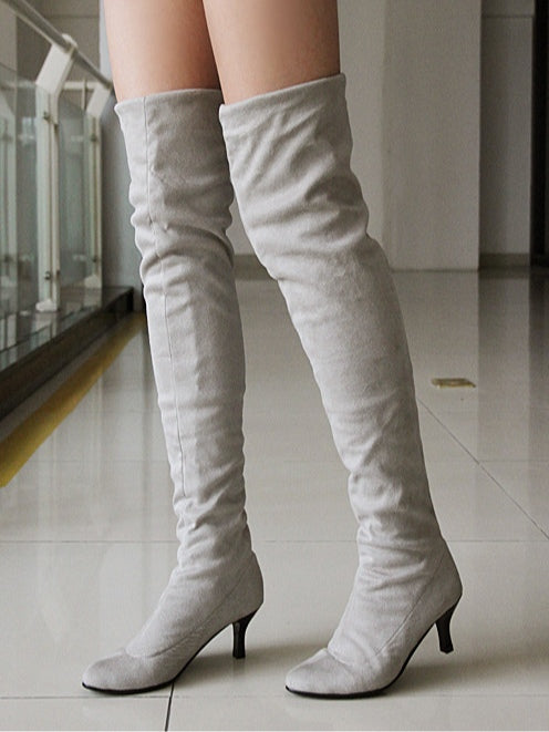 Botas altas de ante en color liso