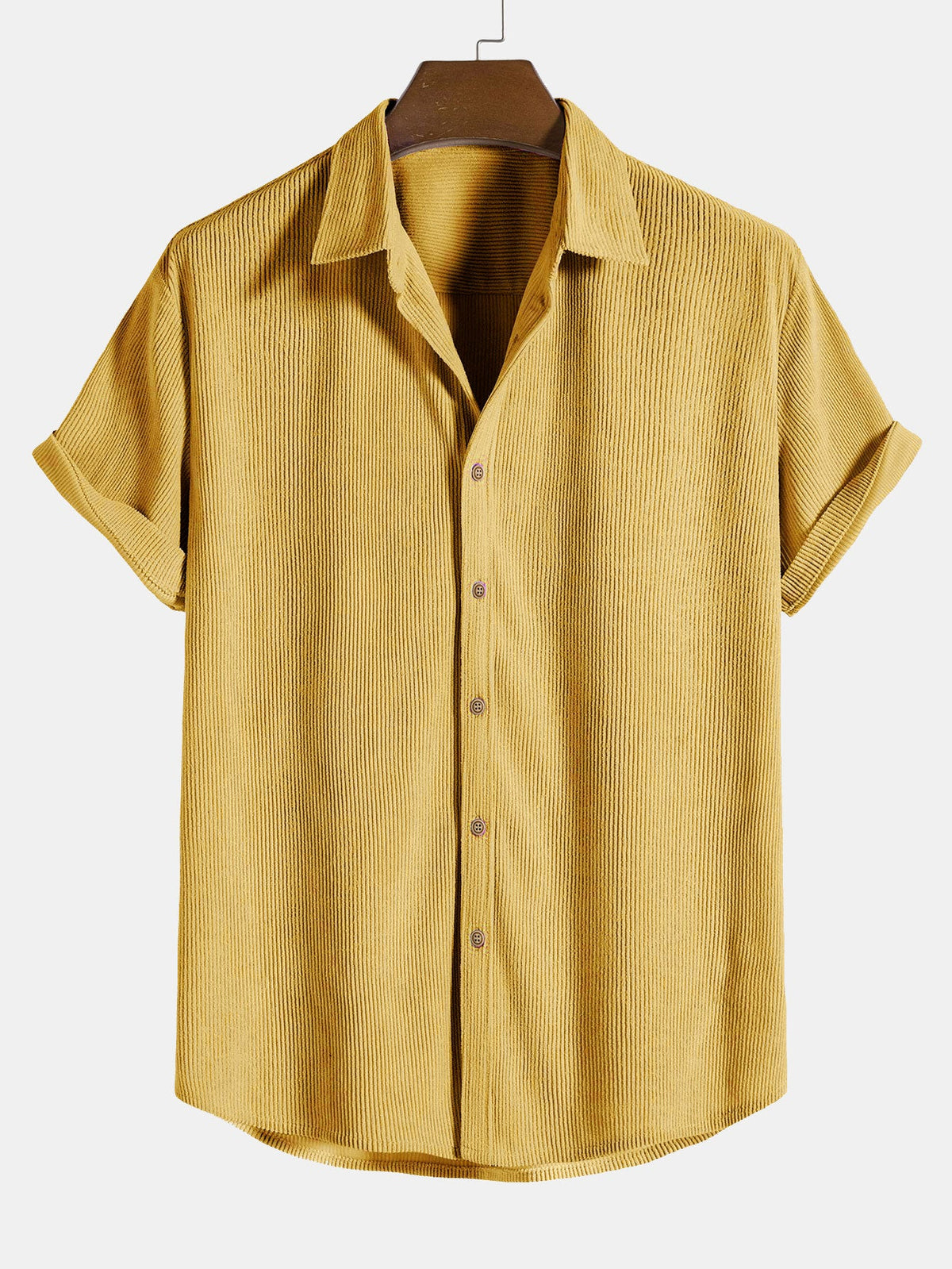 Camisa y pantalones cortos de pana con botones y mangas cortas
