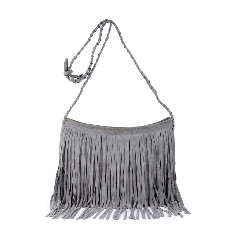 Bolso bandolera de hombro con borlas