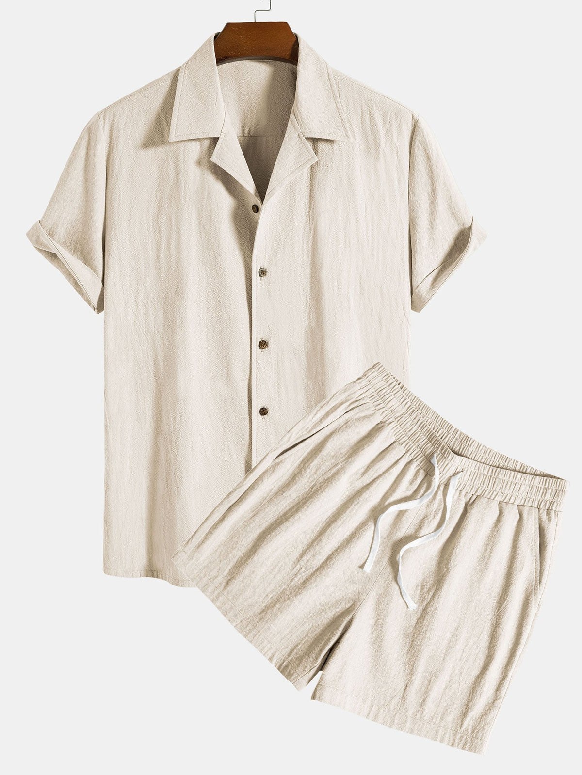 Camisa Revere de algodón texturizado y pantalones cortos de 5"
