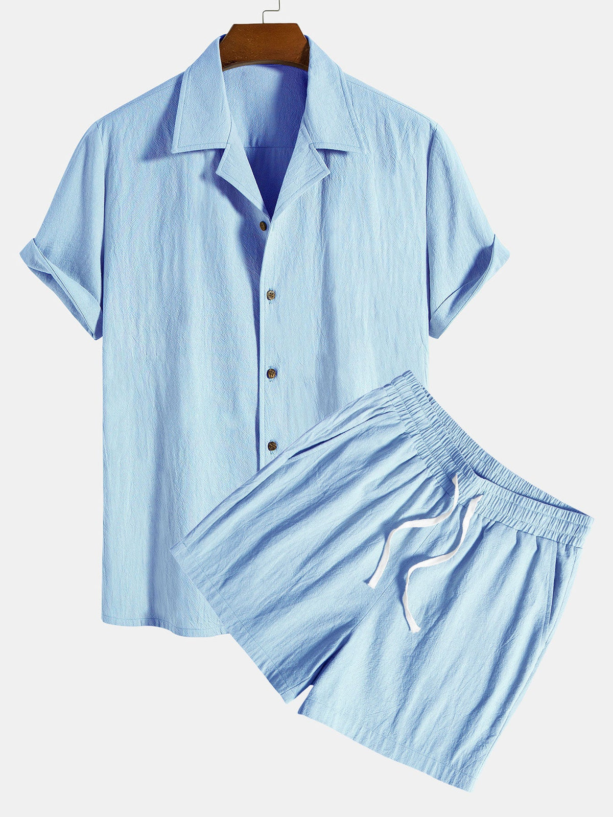Camisa Revere de algodón texturizado y pantalones cortos de 5"