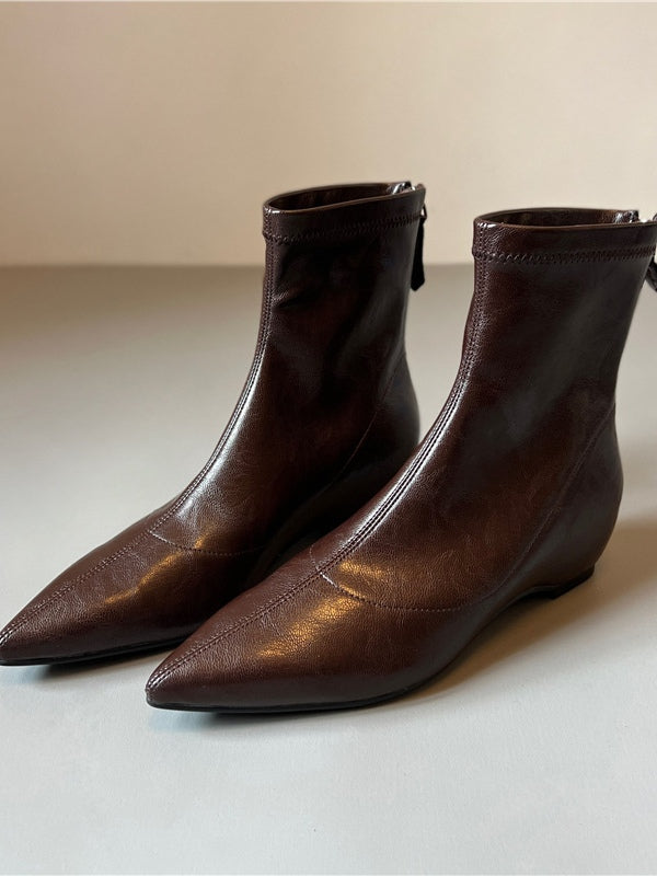Botas elásticas de microfibra con cuña y cremallera trasera