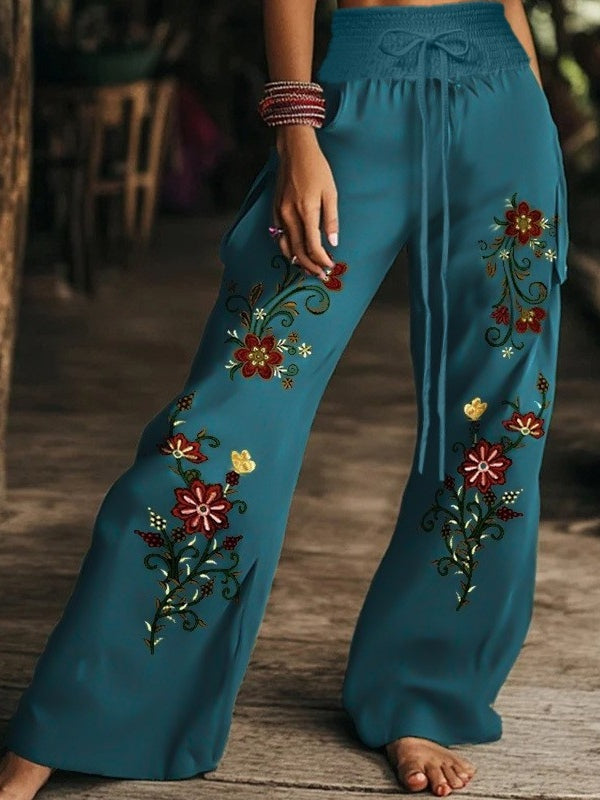 Pantalón casual de mujer con estampado floral