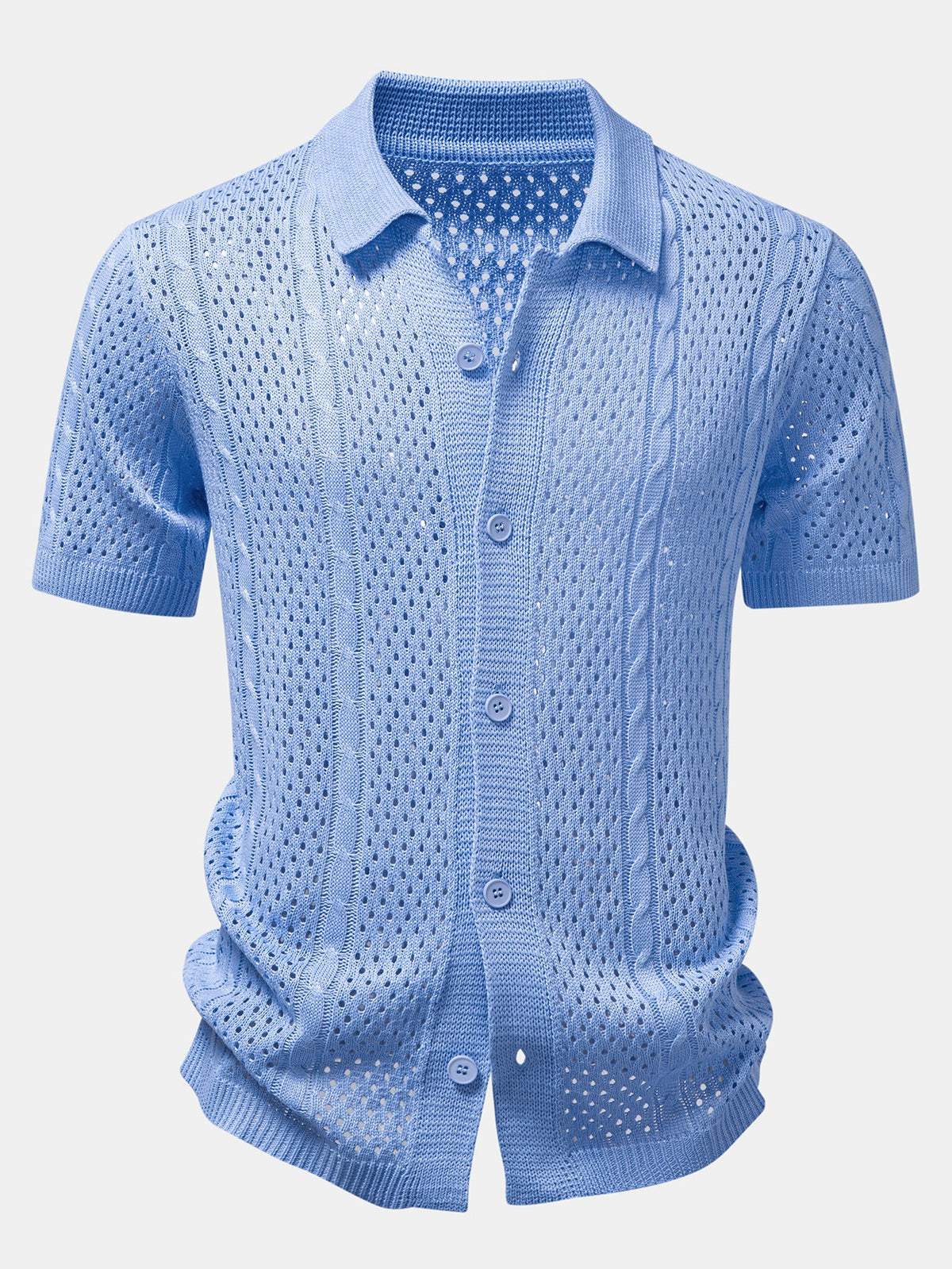 Camisa de punto abierta y pantalones de lino de pierna recta