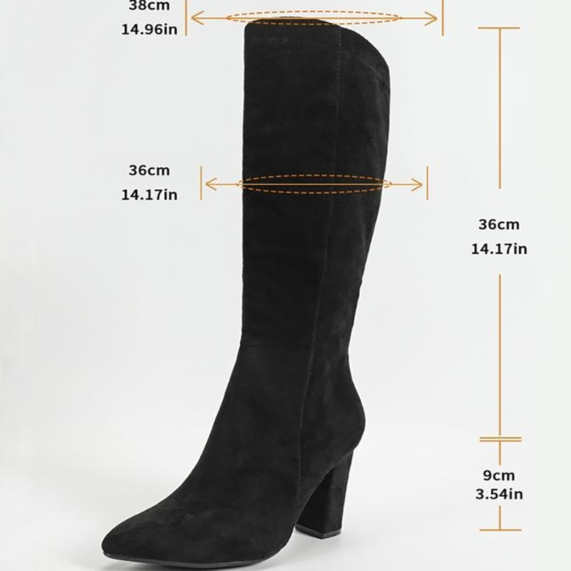 Botas hasta la rodilla con punta fina y tacón ancho