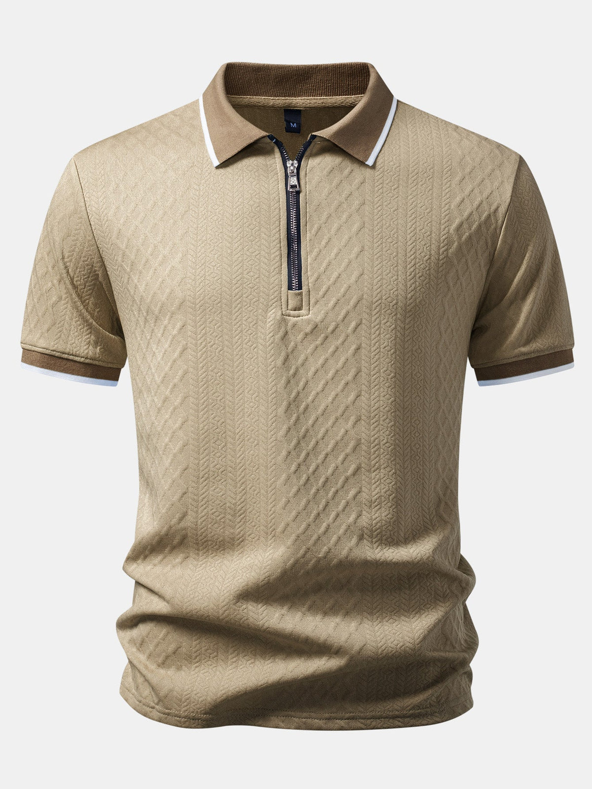 Polo de jacquard geométrico con cremallera