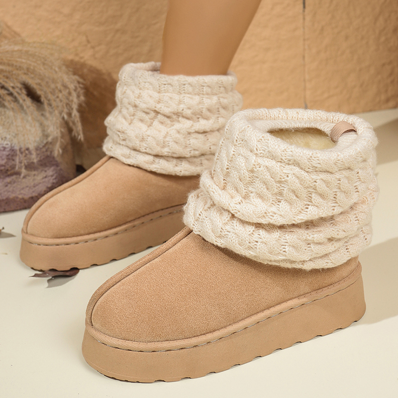 Botas de invierno con plataforma y puño de punto trenzado