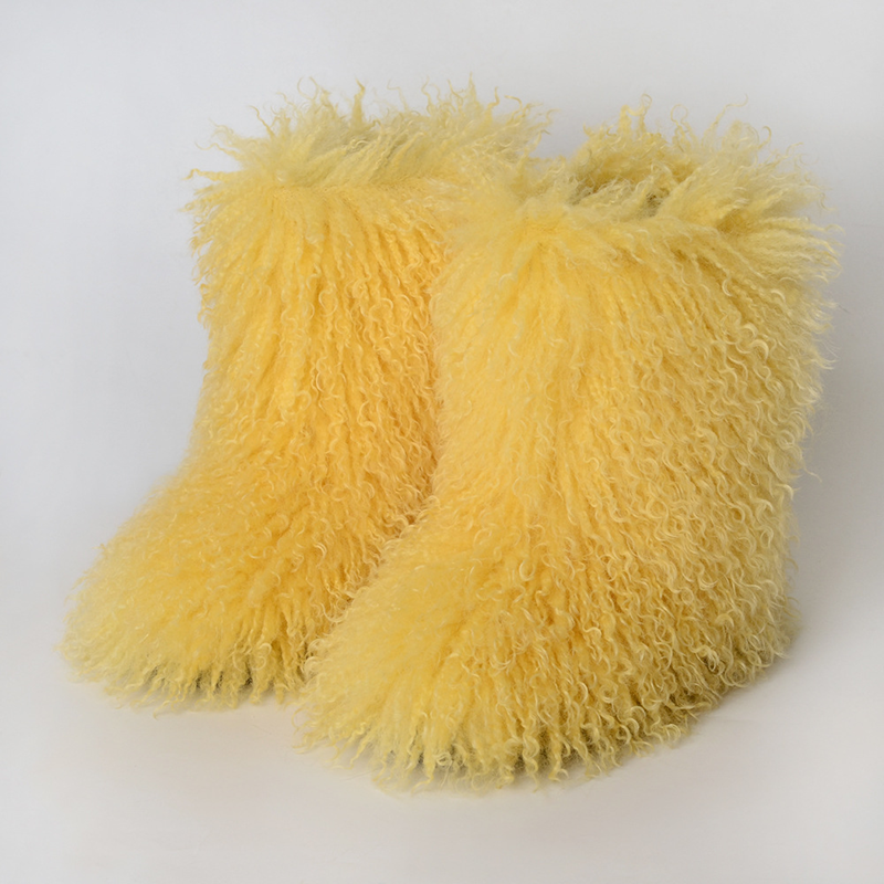 Botas esponjosas de pelo rizado hasta media pierna