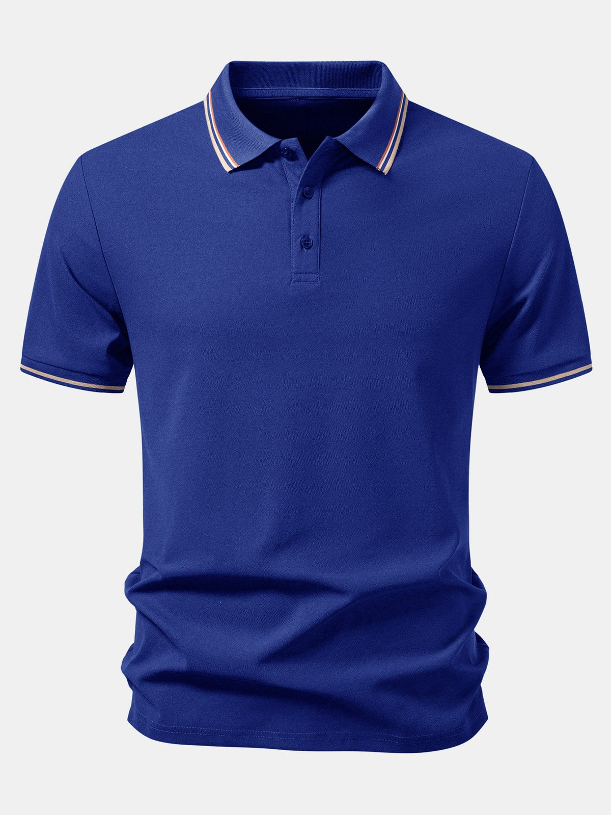 Polo piqué con ribete a rayas de contraste