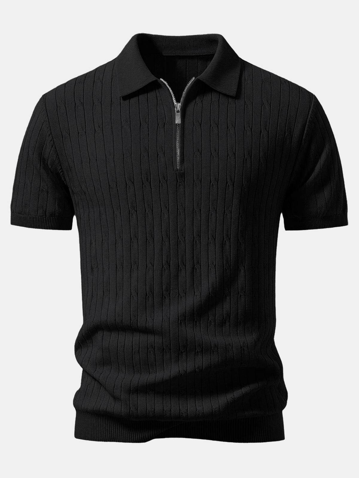 Polo de punto de jacquard retorcido con cremallera