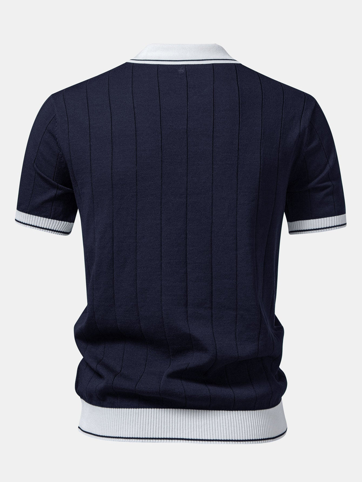 Polo de punto con cuello Johnny acanalado y ribete en contraste