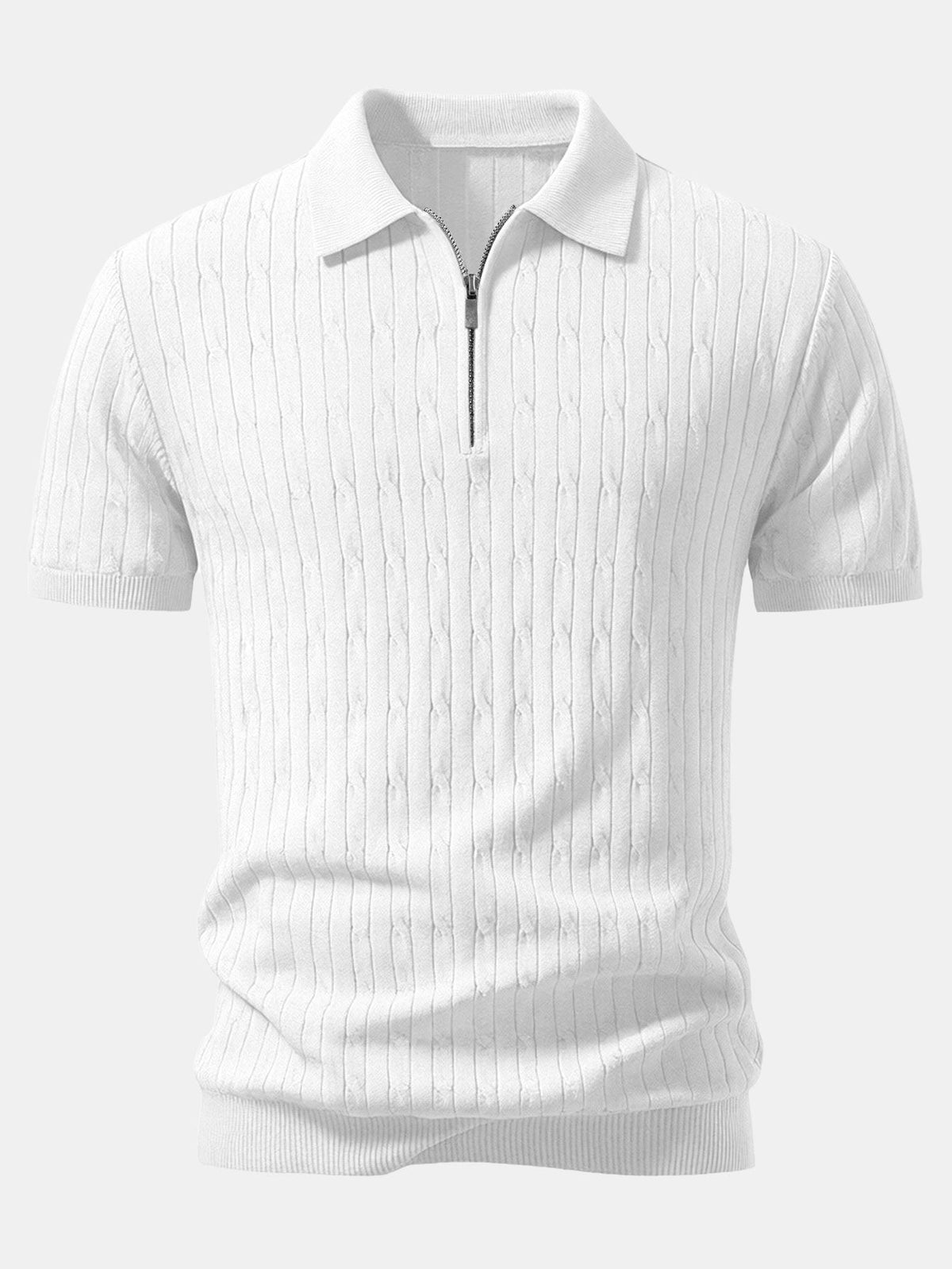 Polo de punto de jacquard retorcido con cremallera