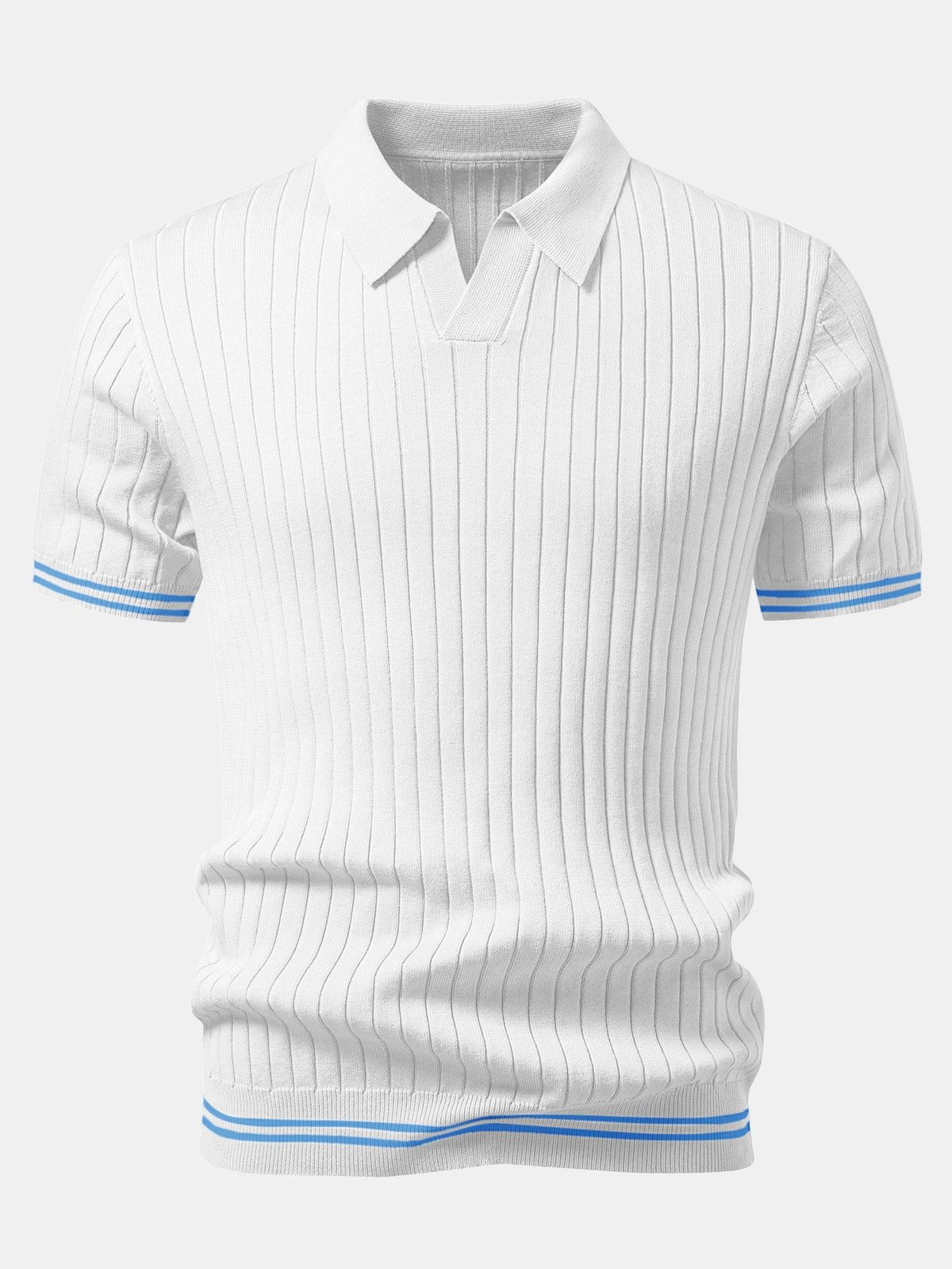 Polo de punto con cuello Johnny y ribete en contraste