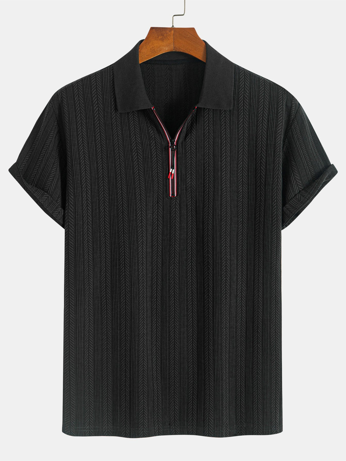 Polo con cremallera texturizada