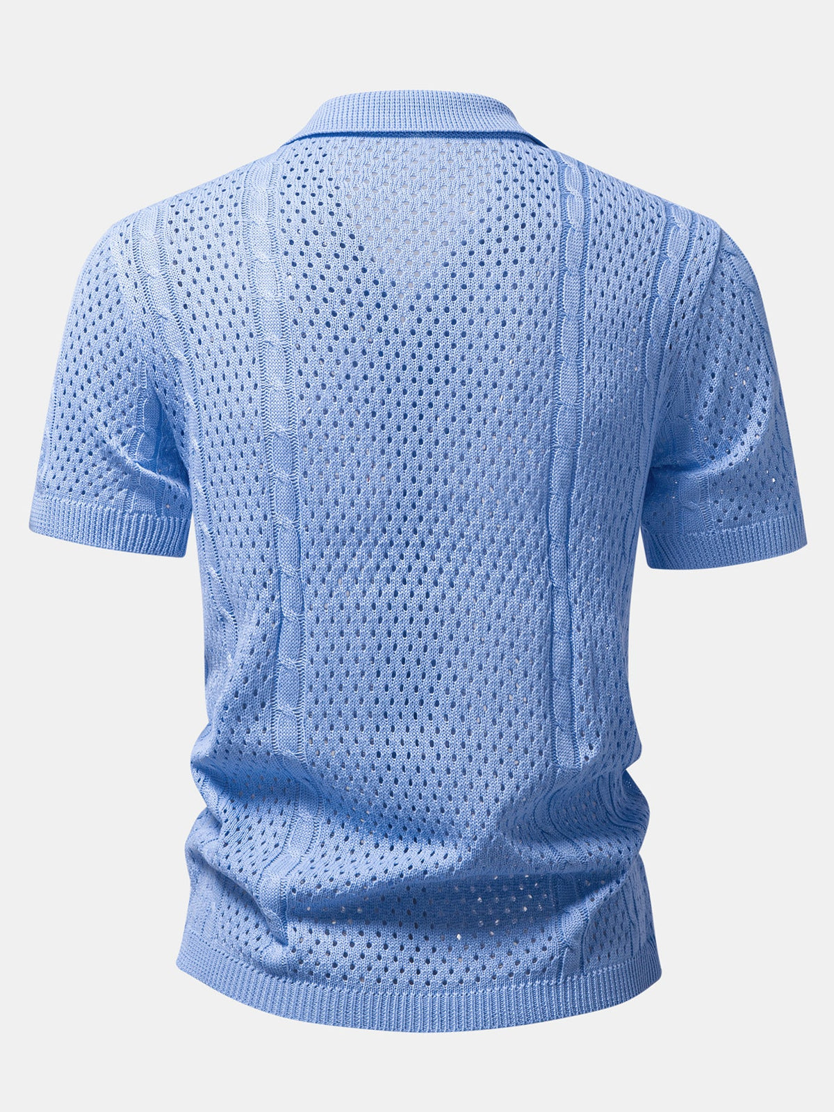 Camisa de punto abierta y pantalones de lino de pierna recta