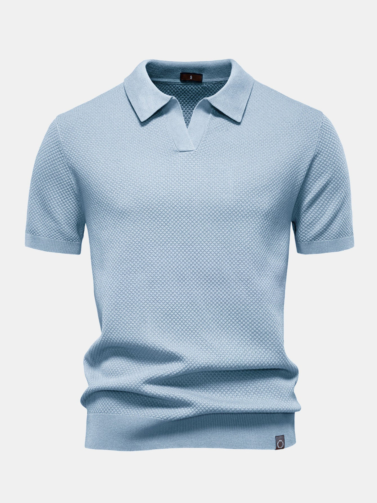 Polo de punto con textura de piña y cuello en V