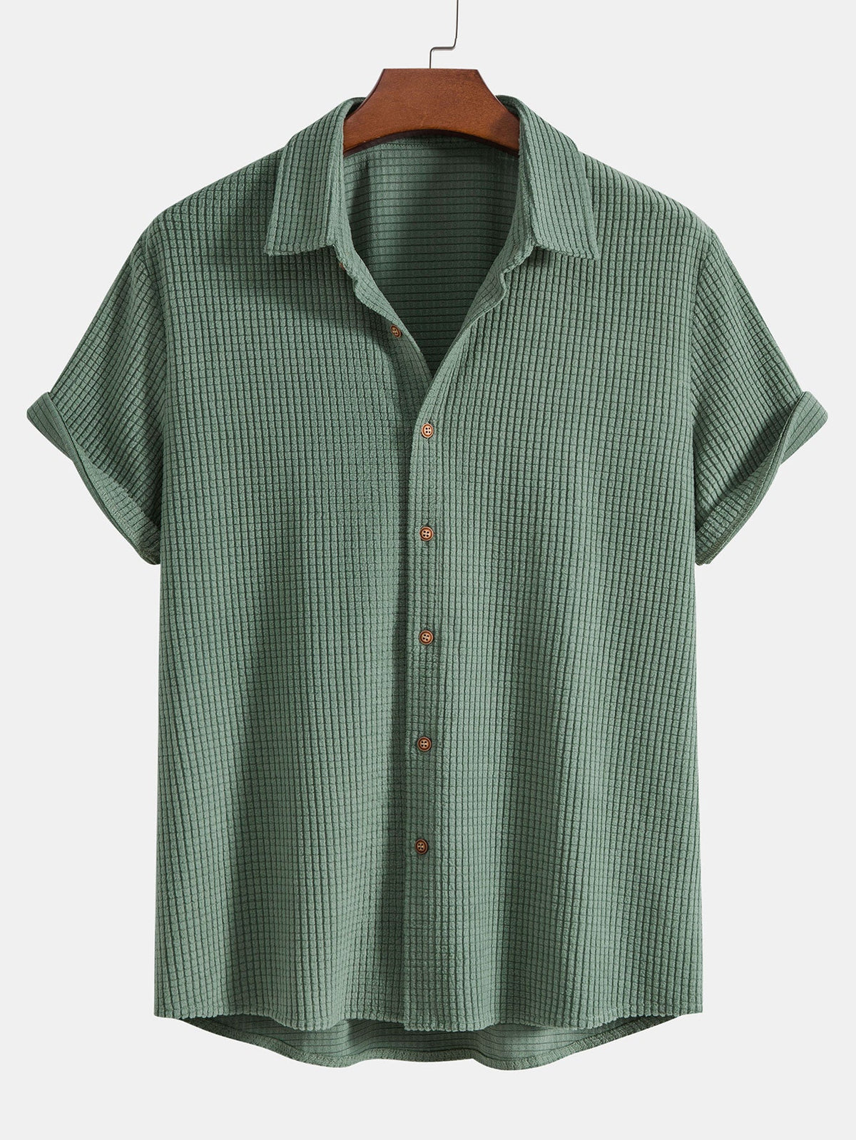 Camisa de Botones con Textura Waffle y Pantalones cortos