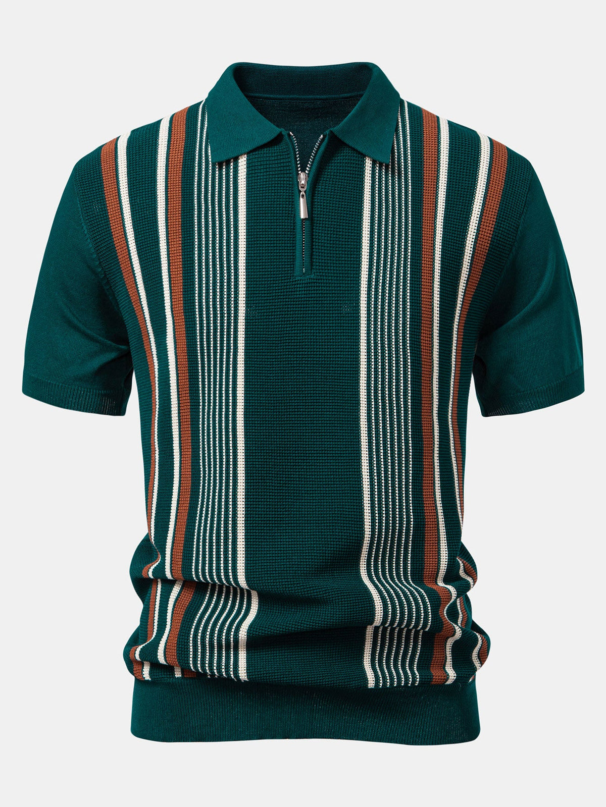 Polo de punto con cremallera y rayas