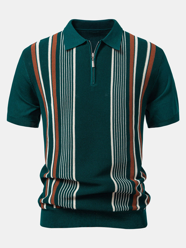Polo de punto con cremallera y rayas