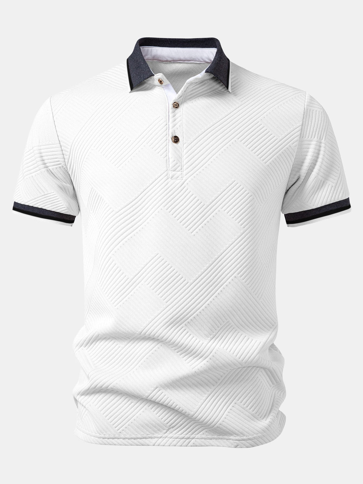 Camisa Polo de jacquard con rayas y ribete en contraste