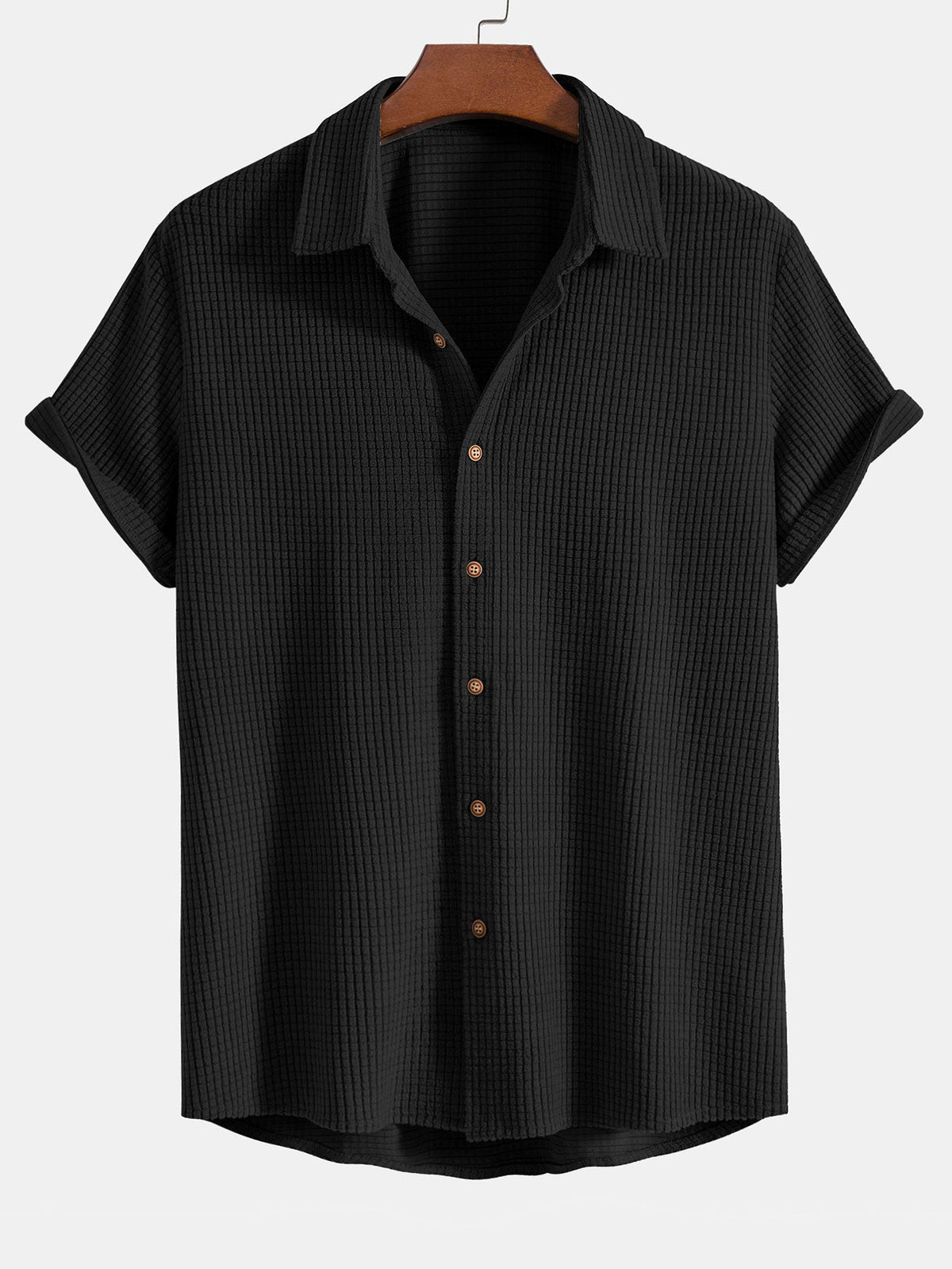 Camisa de Botones con Textura Waffle y Pantalones cortos