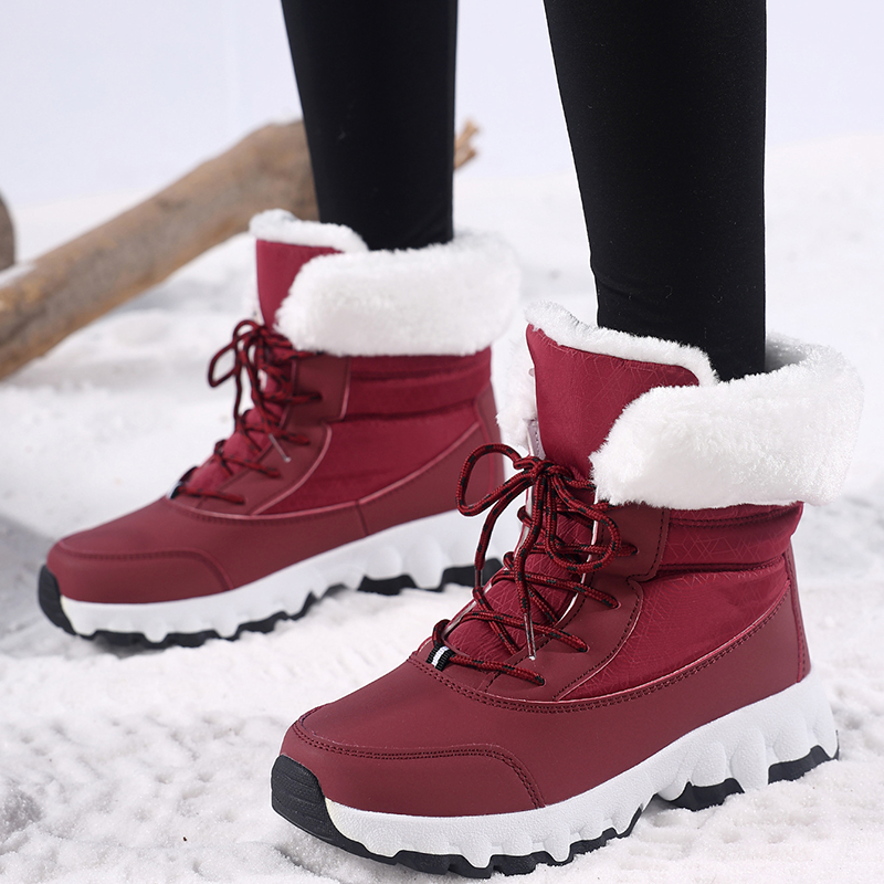 Botas de nieve de invierno con cordones hasta media pierna