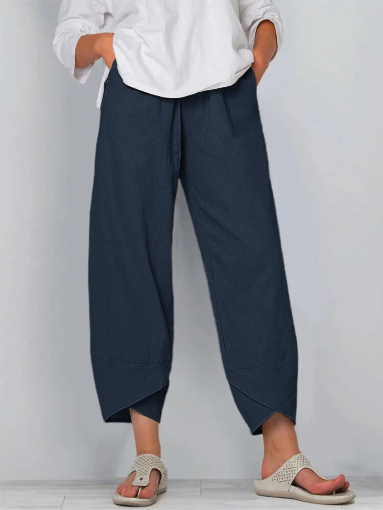 Pantalón casual liso de pernera ajustada al tobillo