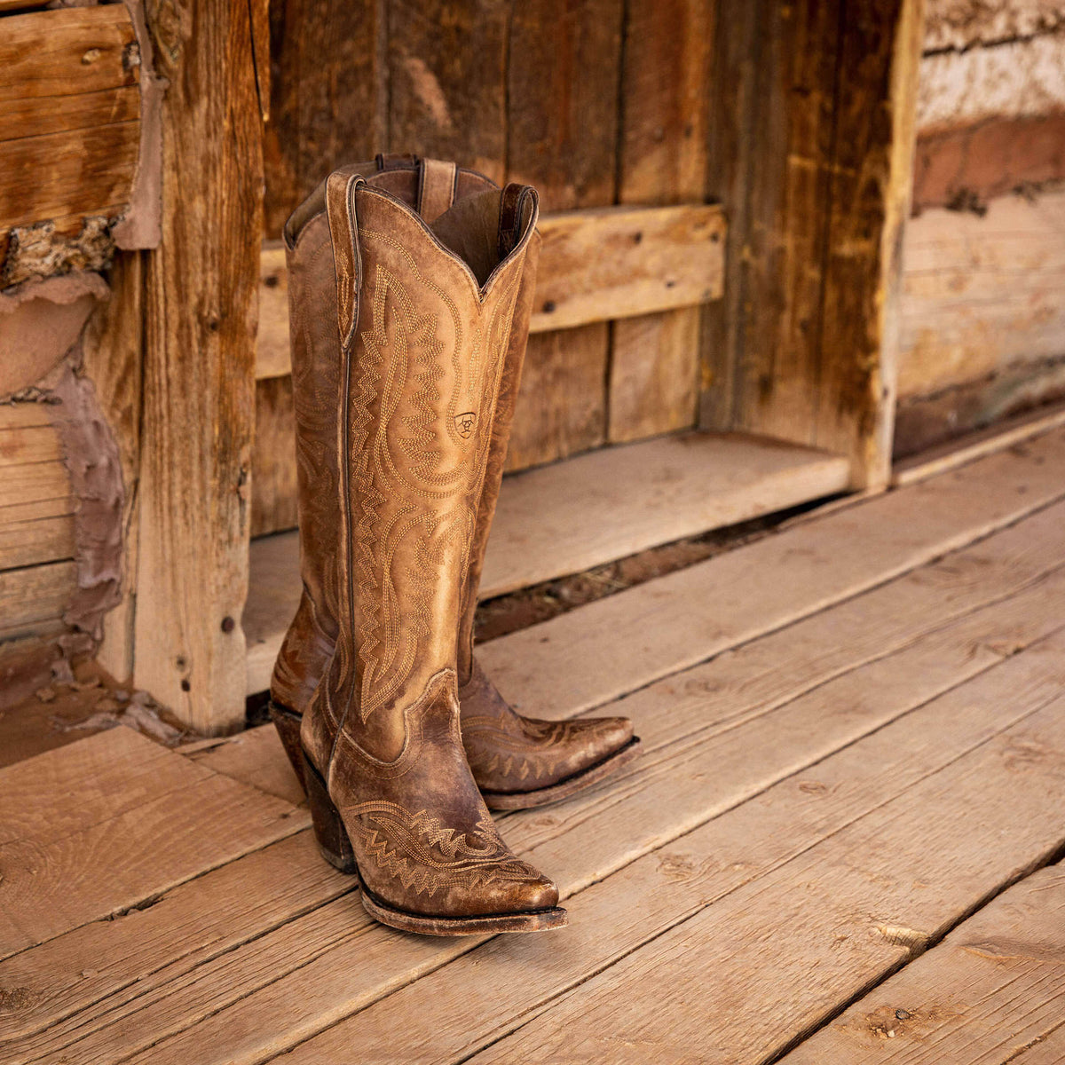 Botas camperas bordadas de puntera en punta