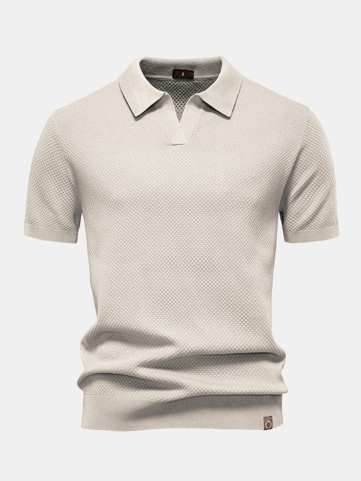 Polo de punto con textura de piña y cuello en V