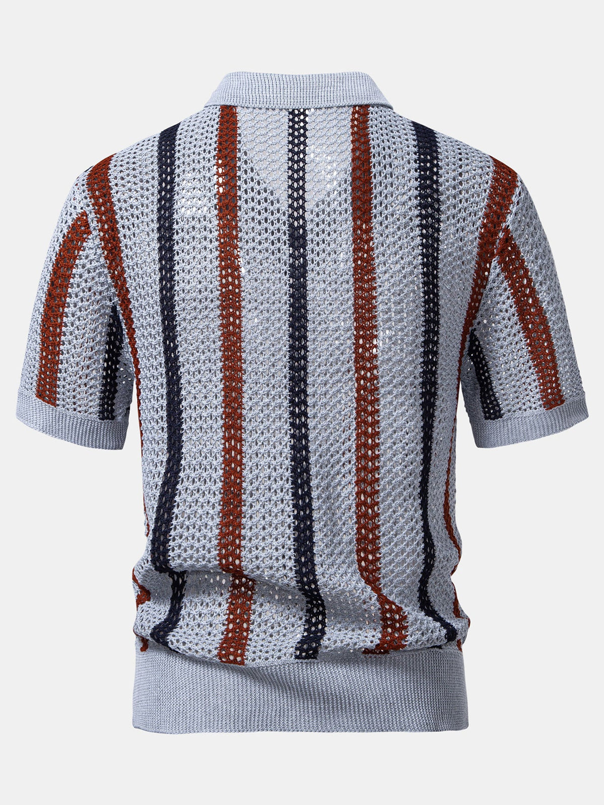 Polo de crochet a rayas con cuello en V