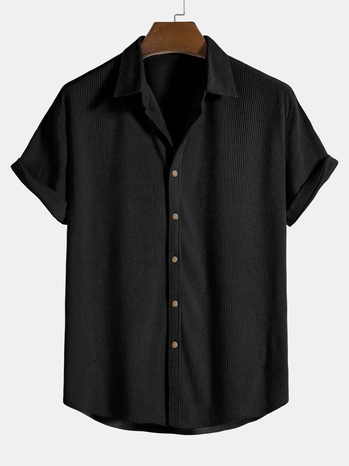 Camisa y pantalones cortos de pana con botones y mangas cortas
