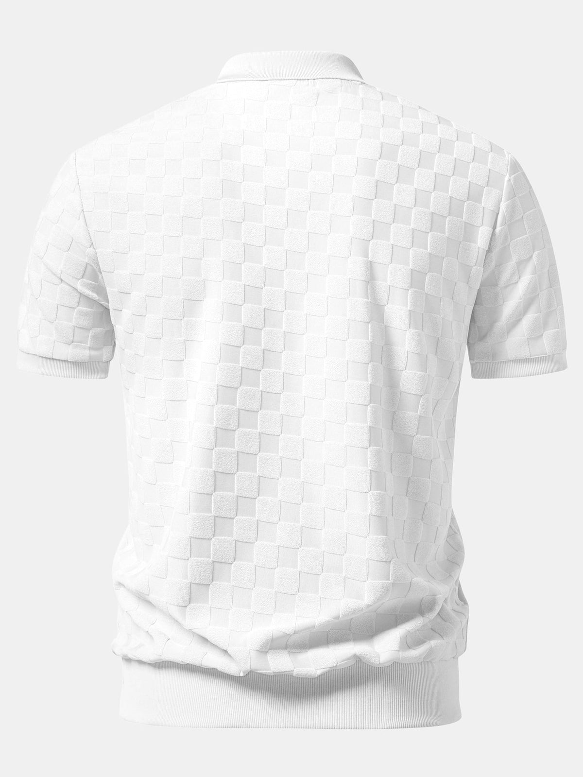 Polo de punto con cuello en V y tablero de ajedrez
