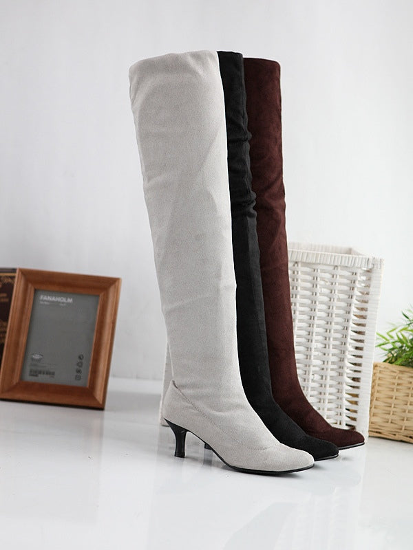 Botas altas de ante en color liso