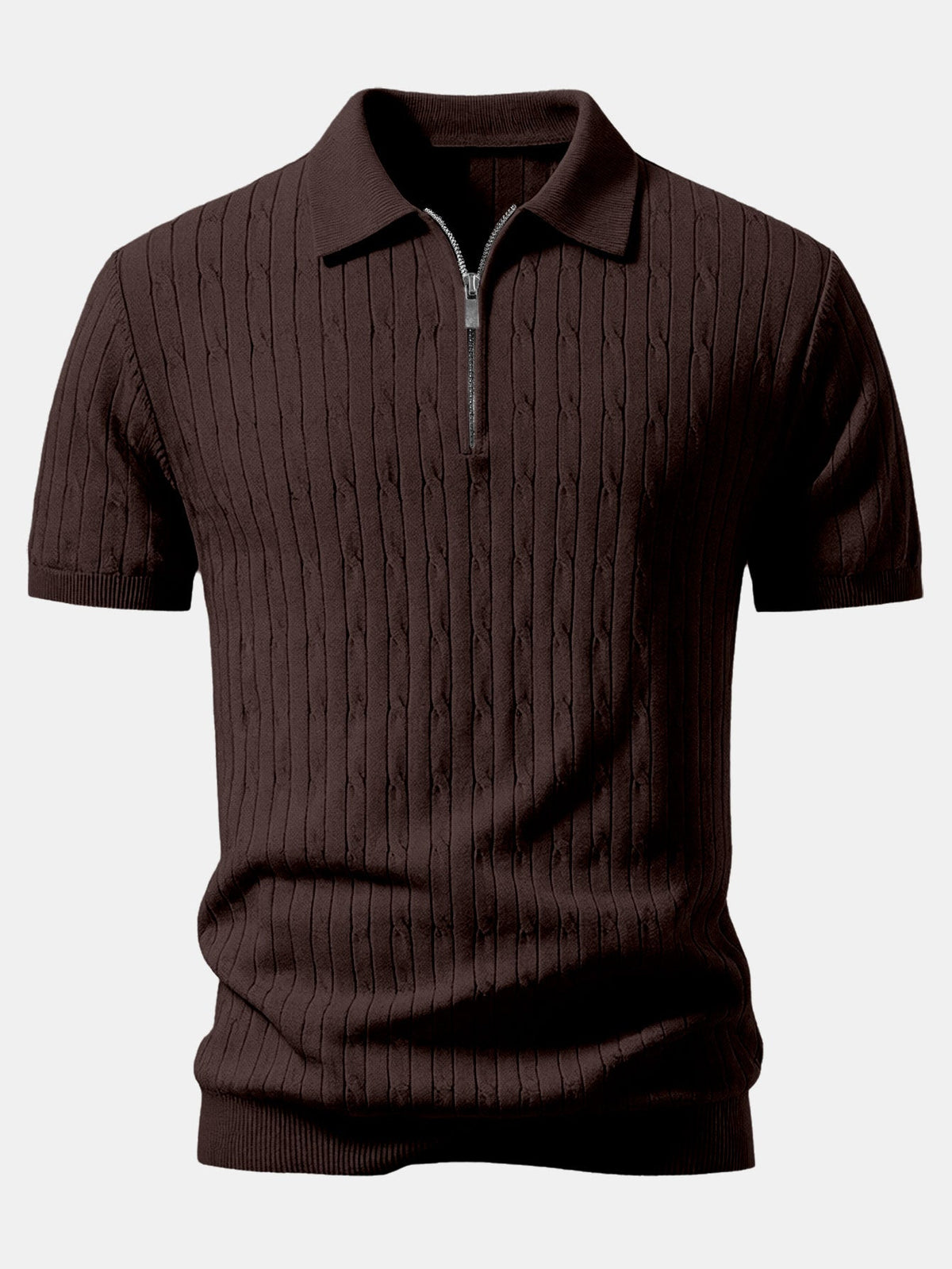 Polo de punto de jacquard retorcido con cremallera