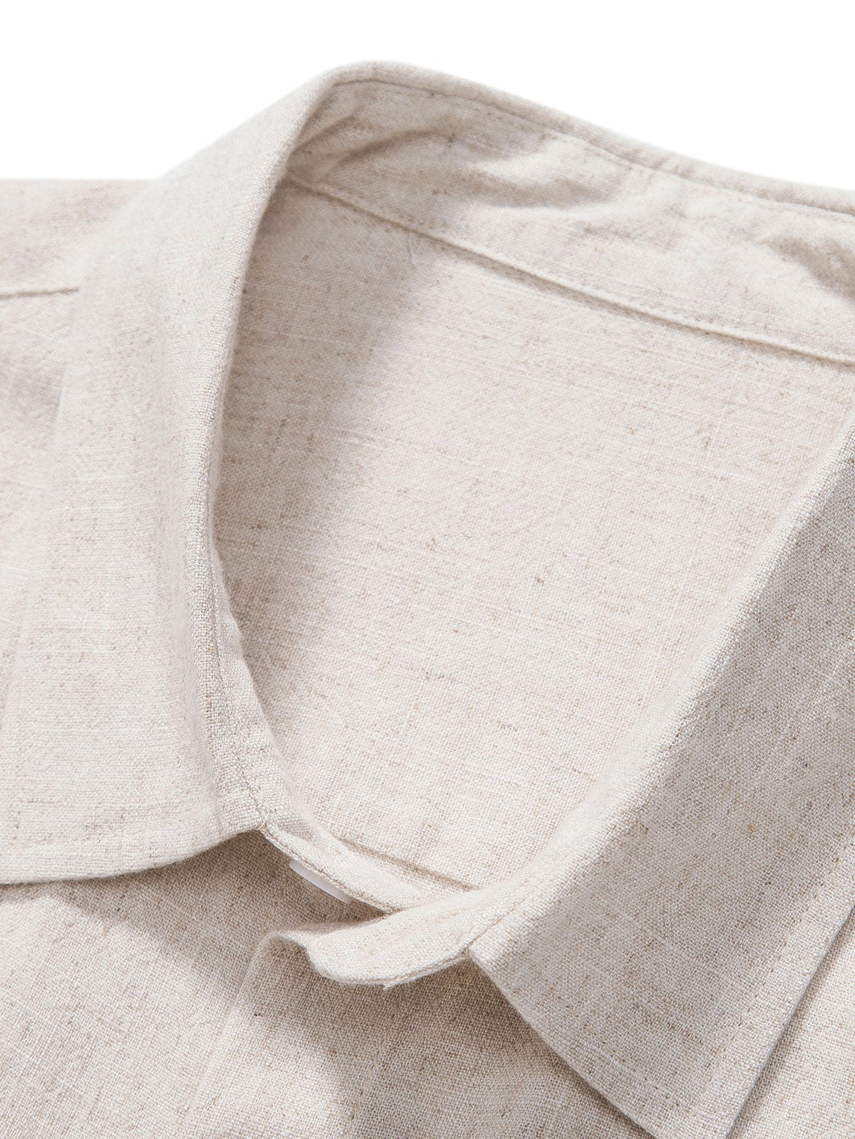 Camisa de Botones de Mezcla de Lino y Rayón y Pantalones de Lino de Pierna Recta