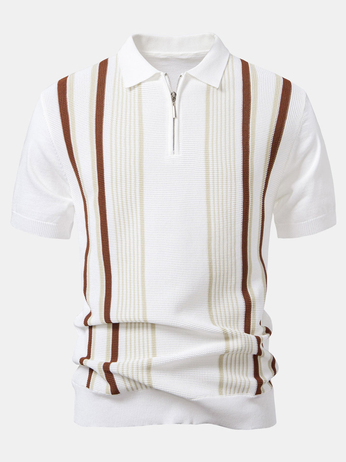Polo de punto con cremallera y rayas