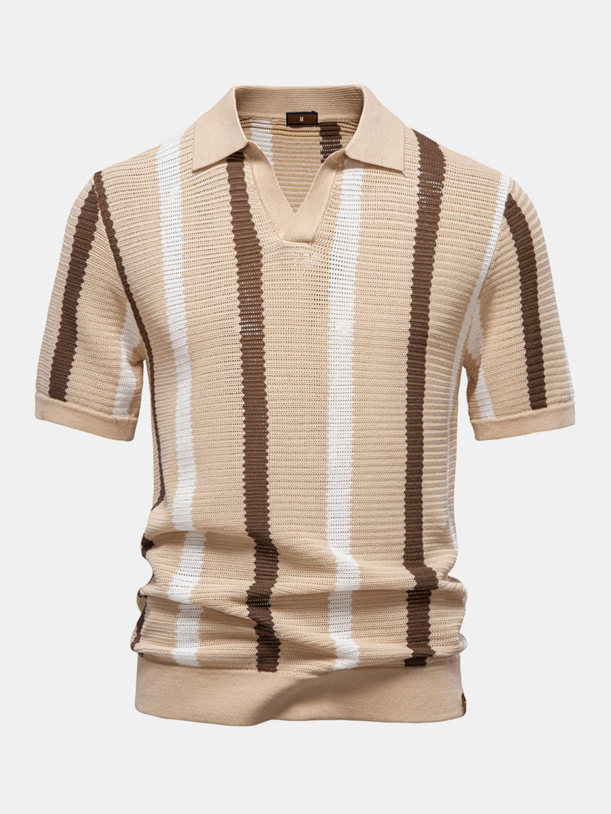 Polo de punto con cuello en V a rayas