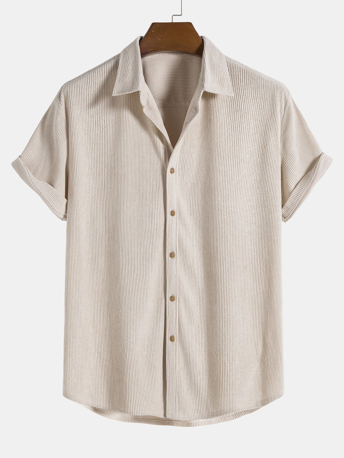 Camisa y pantalones cortos de pana con botones y mangas cortas