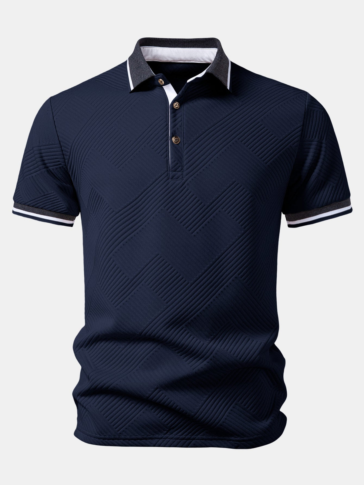 Camisa Polo de jacquard con rayas y ribete en contraste